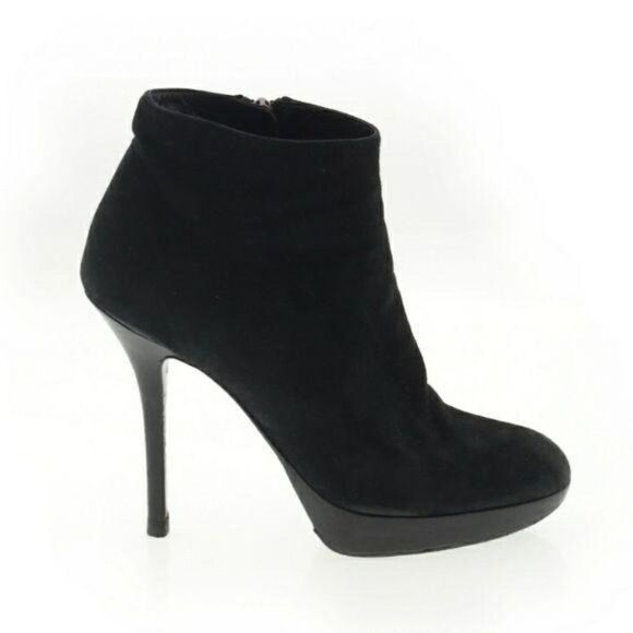 Dior TR1206 Suede Leather Platform Ankle Booties Stiletto‎ Heels Black Sz 37 5.5